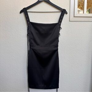 Mistress Rocks Fate Black Satin Corset
Laced Mini Sheath Cocktail Dress